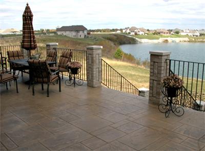 Patio Stamped Stained Colored Concrete with Pattern Stamp